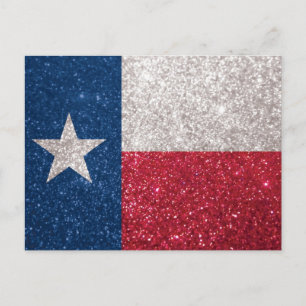 Cartão Postal Faux Glitter Texas flag