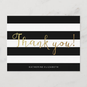 Cartão Postal Faux Gold Foil Calliografia   Bandas brancas e pre