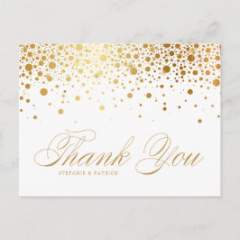 Cartão Postal Faux Gold Foil Confetti Casamento Obrigado