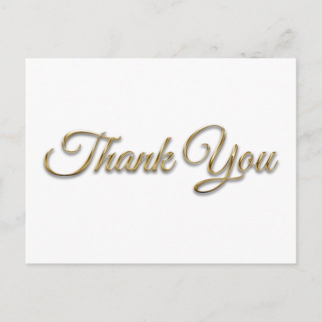 Cartão Postal Faux Gold Metallic Foil Glam Thank You (Frente)