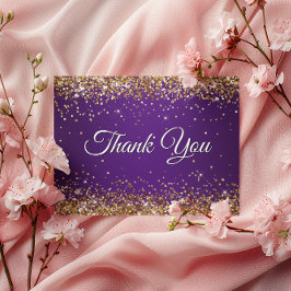 Cartão Postal Faux Sparkasse Dourado Glitter Royal Purple Obriga