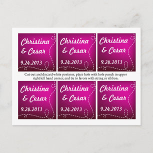 Cartão Postal Favor Etiquetas Avião de Papel Roxo Laço Roxos
