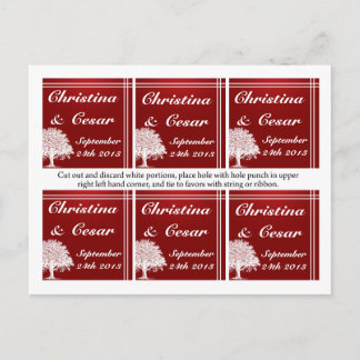 Cartão Postal Favorecer Etiquetas Árvore Branca Vermelha Faixa P