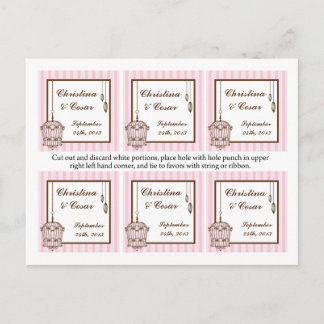 Cartão Postal Favorecer Etiquetas Birdcage/Pinus Stripes gaiola