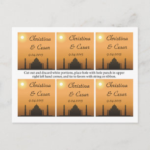 Cartão Postal Favorecer Etiquetas Taj Mahal Sunset Orange Yellow