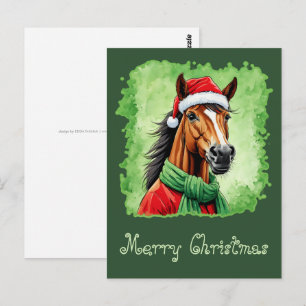 Cartão Postal Favoritos Engraçados de Natal Animal - Cavalo 6