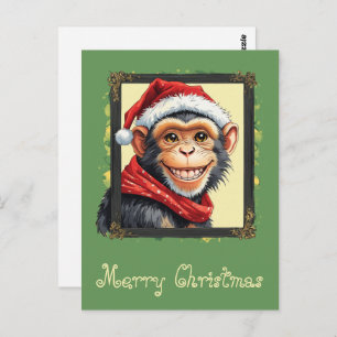Cartão Postal Favoritos Engraçados de Natal Animal - Macaco 2