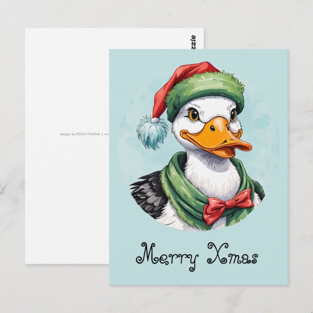 Cartão Postal Favoritos Engraçados de Natal Animal - Pato 2 (Frente/Verso)