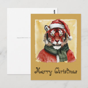 Cartão Postal Favoritos Engraçados de Natal Animal - Tigre 1