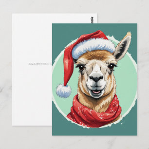 Cartão Postal Favoritos Engraçados de Natal dos Animais - Lhama