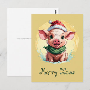 Cartão Postal Favoritos Engraçados de Natal dos Animais - Piglet