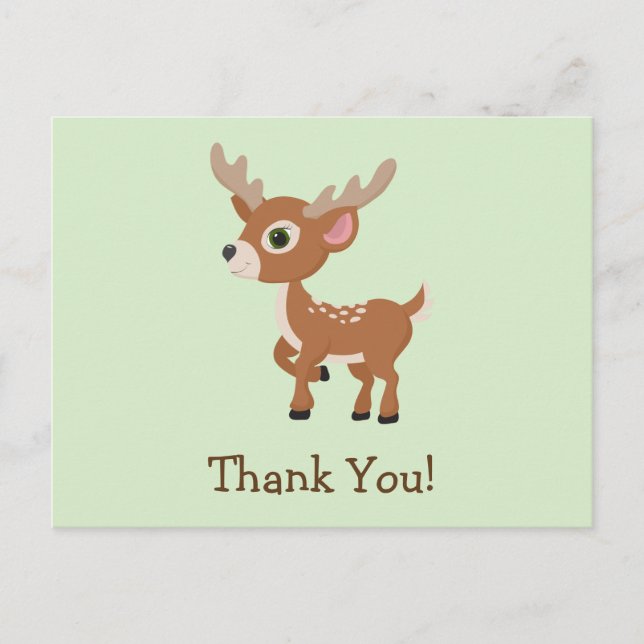 Cartão Postal Fawn, Bebê Deer Obrigado (Frente)