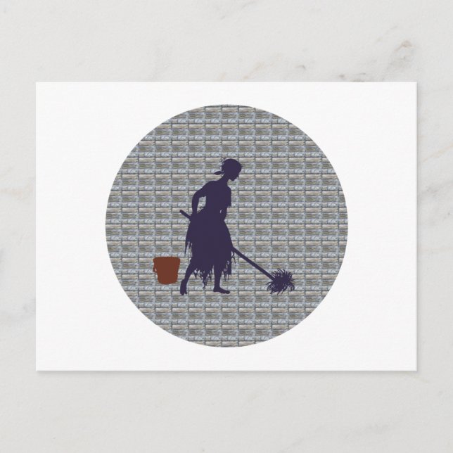 Cartão Postal Faxineira Aschenputtel charwoman Cinderella (Frente)