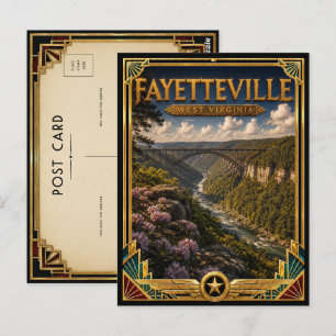 Cartão Postal Fayetteville West Virginia Arte Deco Vintage Doura