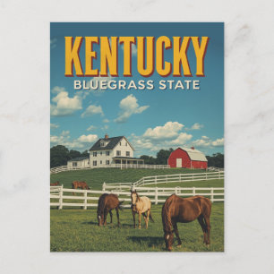 Cartão Postal Fazenda de Cavalos do Estado do Bluegrass Kentucky