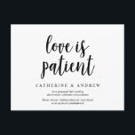 Cartão Postal Fazenda russa, amor é paciente, casamento adiado<br><div class="desc">Esta é a Festa de casamento ou qualquer convite para comemoração Reprogramado (adiado/adiado) cartão postal (o amor é paciente),  na design rustica moderna com tema,  Black font. É a melhor e perfeita maneira de fazer o anúncio de reagendamento do evento para sua família e amigos. #TeeshaDerrick</div>