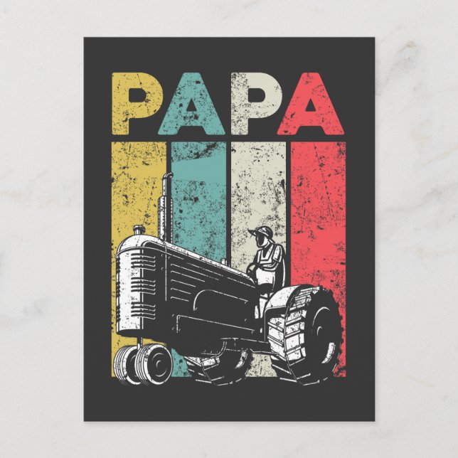 Cartão Postal Fazendeiro de Tratores de Papá de Retro (Frente)