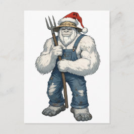 Cartão Postal Fazendeiro do Yeti Abominável Snowman Natal Engraç