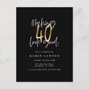 Cartão Postal fazendo 40 parecerem bons moderno dourado e preto 
