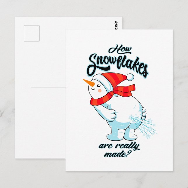Cartão Postal Fazendo Snowman Fartar Como Os Flocos De Neve São  (Frente/Verso)