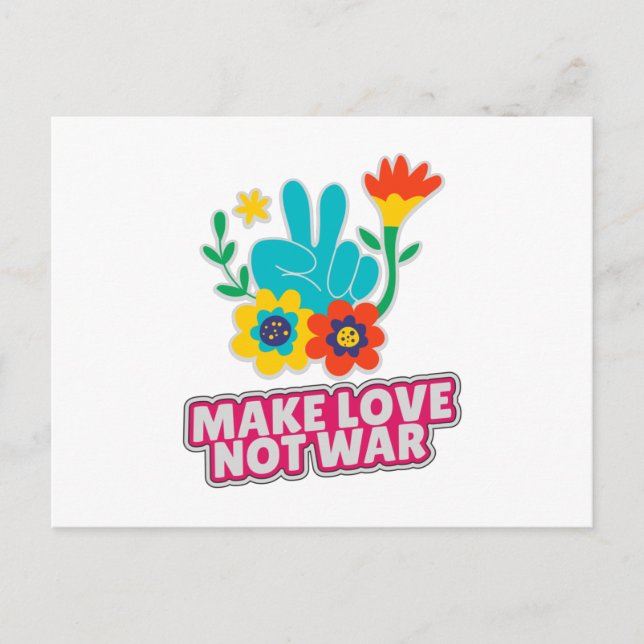Cartão Postal Fazer amor não guerra (Frente)