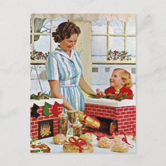 Cartão Postal Fazer biscoitos de Natal com a minha mãe Foto