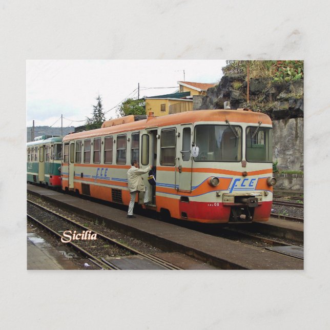 Cartão Postal FCE Ferrovie Circum Etnea em Bronté (Frente)