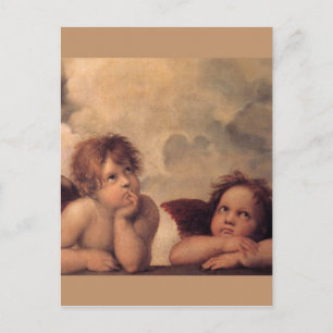 Cartão Postal fé angelical Rafael pintura antiga abençoando