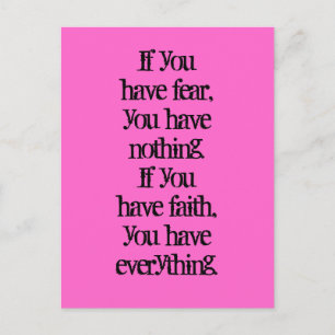 Cartão Postal Fé e medo da lei do pensamento positivo da atraç