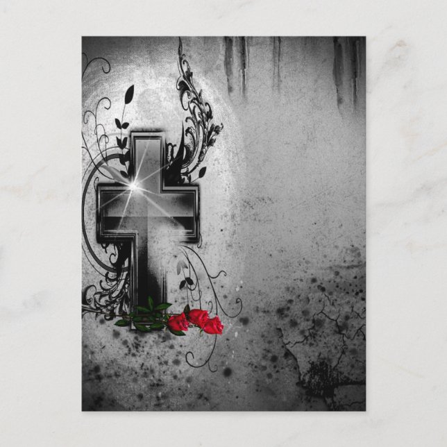 Cartão Postal Fé e Rosas góticos (Frente)