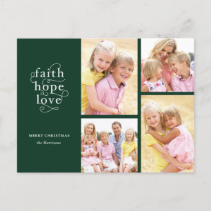 Cartão Postal Fé Verde Esperança Amor 4 Fotografias Natal