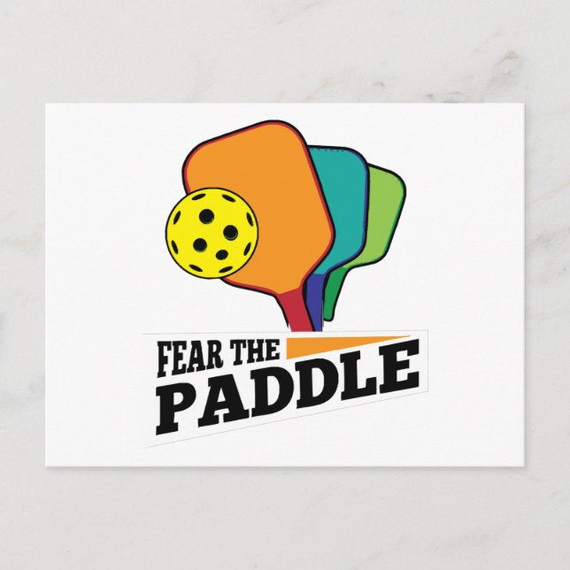 Cartão Postal Fear the Paddle Funny Pickleball Picklballs and Pi (Frente)