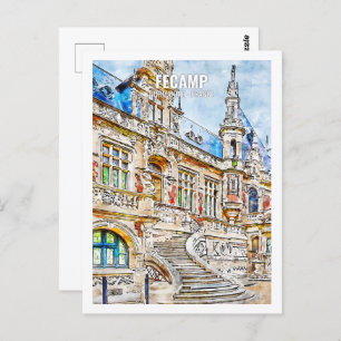 Cartão Postal Fecamp Normandie France Viagem Watercolor Sketch