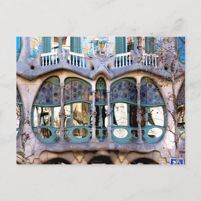 Cartão Postal Fechamento de Casa Batlló, Barcelona, Espanha (Frente)