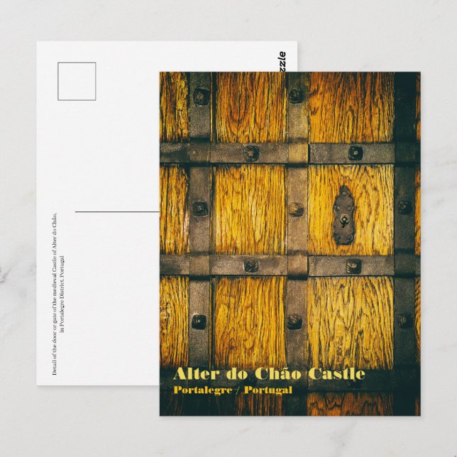 Cartão Postal Fechamento do portão do castelo medieval (Frente/Verso)