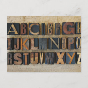 Cartão Postal Fechar o alfabeto por letterpress