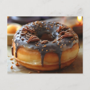 Cartão Postal Feche a rosquinha com vidros de chocolate