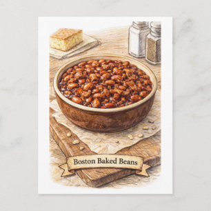 Cartão Postal Feijão Cozido de Boston (Série de Comida Americana