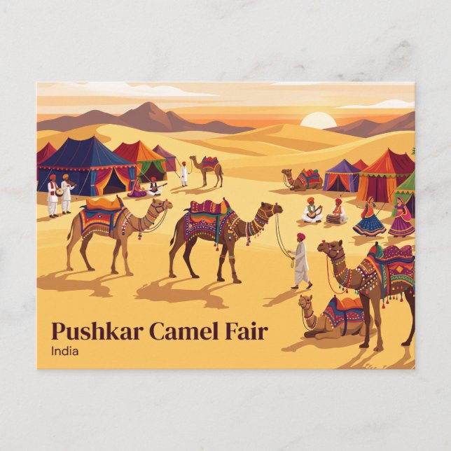Cartão Postal Feira de Camelos de Pushkar Índia (Frente)