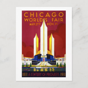 Cartão Postal Feira de Chicago Vintage, um século de progresso