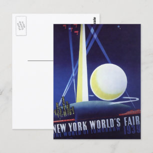 Cartão Postal Feira do Mundo Nova Iorque em 1939, Viagens vintag