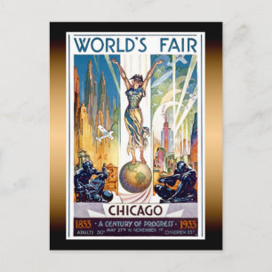 Cartão Postal Feira Mundial de Chicago 1933 - Arte Deco Retro Vi