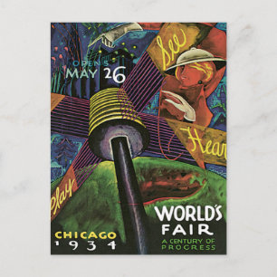 Cartão Postal Feira Mundial de Chicago Viagem Vintage EUA