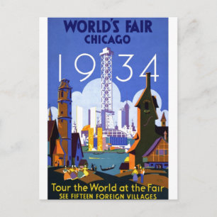 Cartão Postal Feira Mundial de Chicago Vintage, 1934