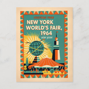 Cartão Postal Feira Mundial de Nova York 1964 Retro