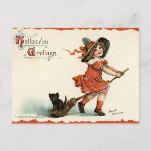 Cartão Postal Feiticeira da Vintagem Bonita no Cartão-Postal do