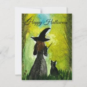 Cartão Postal Feiticeira Negra do Halloween Feiticeira Negra