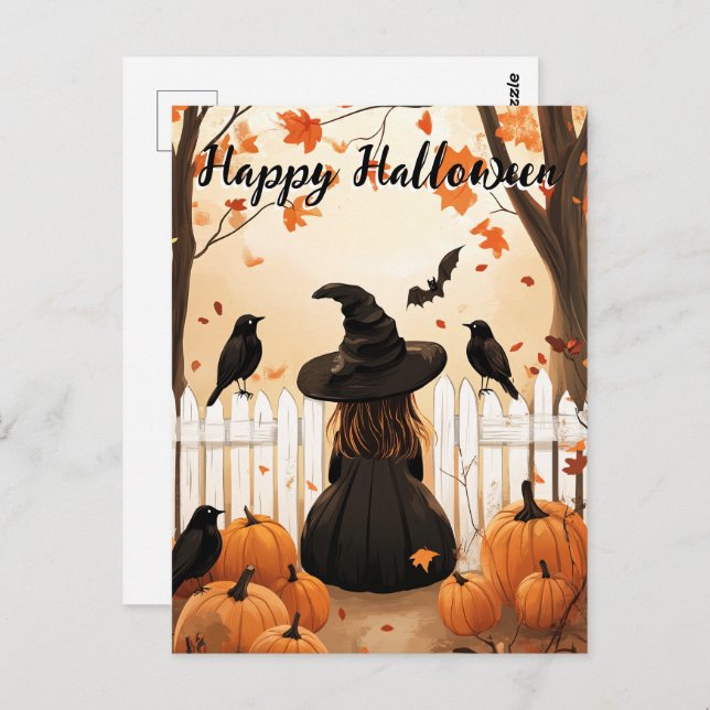 Cartão Postal Feiticeiro Bonito Halloween (Frente/Verso)