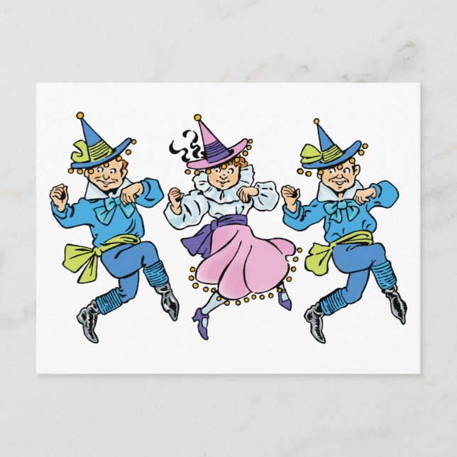 Cartão Postal Feiticeiro de Oz, Bela dança Munchkins! (Frente)