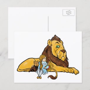 Cartão Postal Feiticeiro de Oz, Dorothy e Toto com Leão